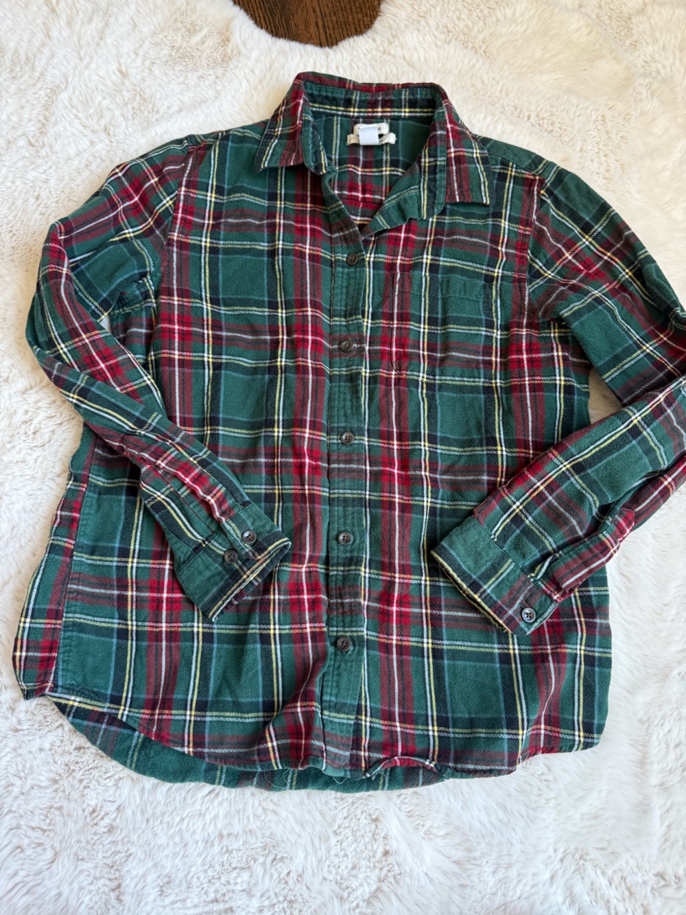 L.L. Bean Green & Red Plaid Button-Down Shirt